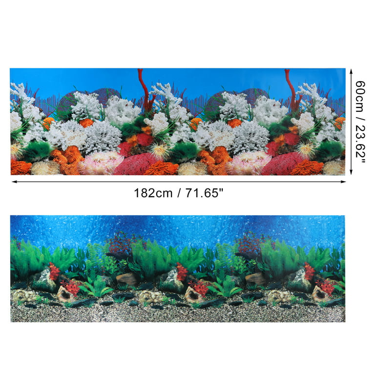 Unique Bargains Aquarium Background Poster Double-sided Fish Tank  Background Decorative Pictures PVC 71.65x23.62 