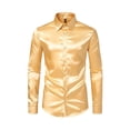 thumbnail image 2 of Gomelly Men Shirt Luxury Tops Casual Dress Mens Solid Party Satin Silk Yellow M, 2 of 5