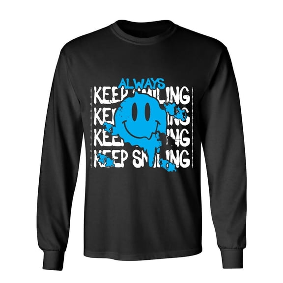 Always Keep Smiling Sarcastic Humor Novelty Men's Long Sleeve Shirts