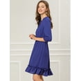 thumbnail image 4 of Día de San Patricio Vestido Corto De Gasa Con Dobladillo Con Volantes Y Manga 3/4 Para Mujer Azul real M, 4 of 6