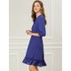 thumbnail image 4 of Día de San Patricio Vestido Corto De Gasa Con Dobladillo Con Volantes Y Manga 3/4 Para Mujer Azul real M, 4 of 6