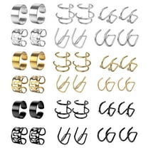 Luxtrada 12 Pcs Men Women Ear Cuff Wrap Earrings Set No Piercing Clip Cartilage Ear Clips Jewelry (Black&Gold&Silver)