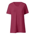thumbnail image 4 of Gaexia Women's Casual Short Sleeve Pocket Tee Crew Neck Basic Top For Everyday Wear Stylish Comfort Solid (Red,XXL), 4 of 5