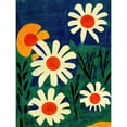 thumbnail image 1 of Meadow of Daisies Floral Flower Illustration Matisse Vintage Style Red Cream Blue Green Painting Large Wall Art Poster Print Thick Paper 18X24 Inch, 1 of 5