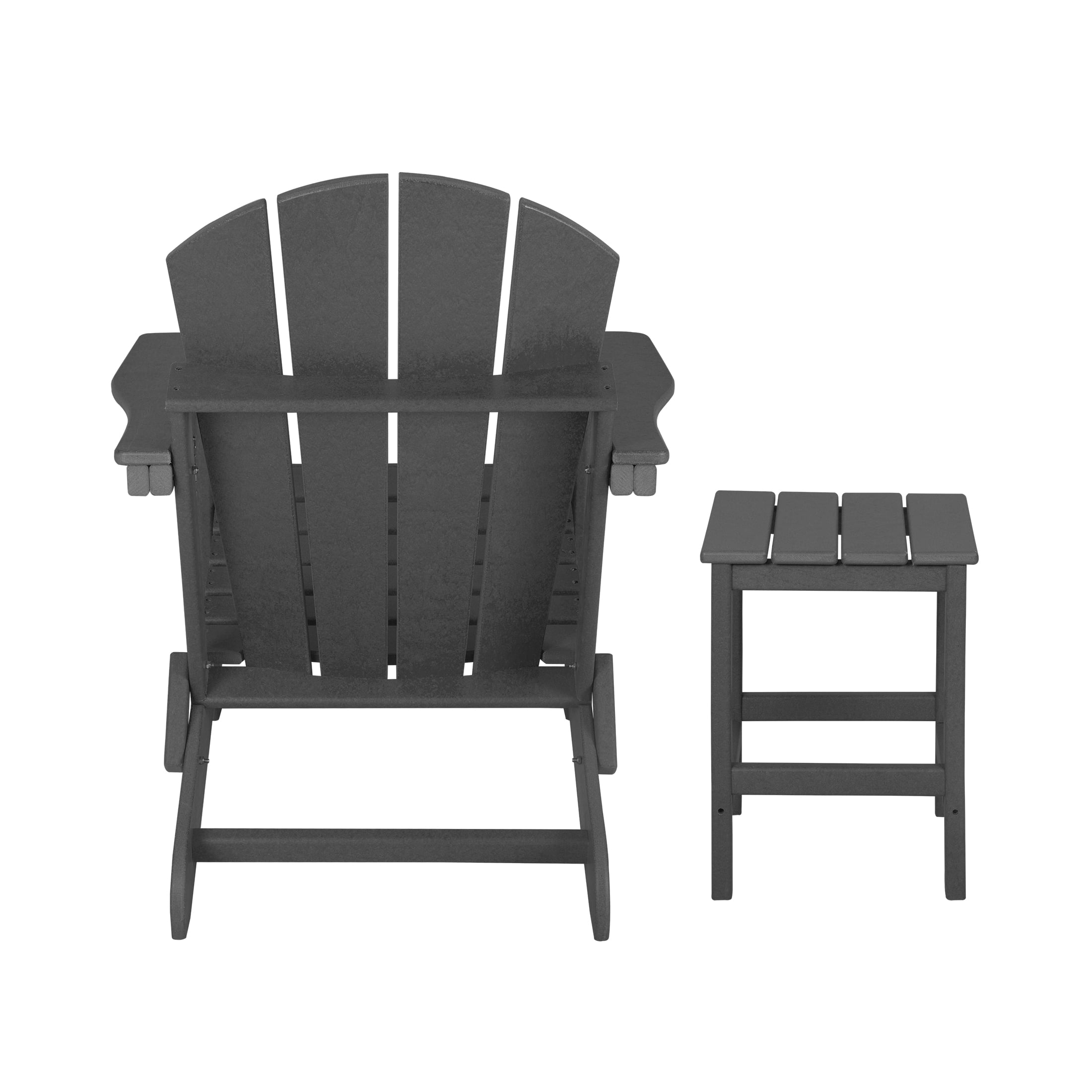 Adirondack Chair with Square Side Table Included for Outdoor Patio Garden Porch Seating, Gray