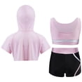 thumbnail image 2 of Jizyo Kids Training Outfit Sport Tracksuit Girls Dance Crop Hoodie Gymnastics Tank Top and Yoga Pink 8, 2 of 7