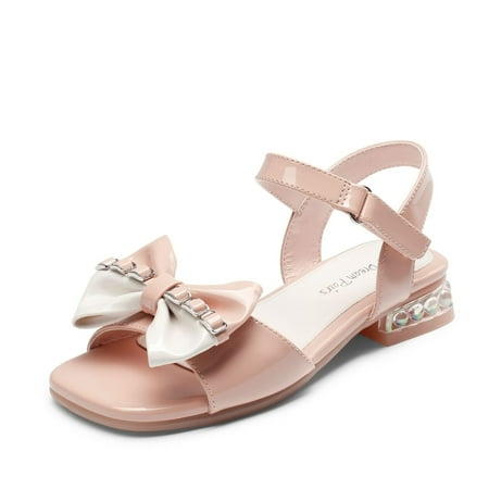 

Girls Fashion Bow Sandals Open Toe Low Heels Summer Dress Princesses Shoes