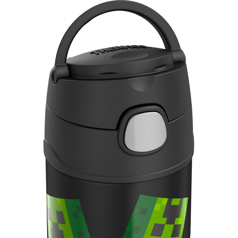 Thermos Kids Stainless Steel Vacuum Insulated Funtainer Straw Bottle,  Minecraft, 12 Fluid Ounces
