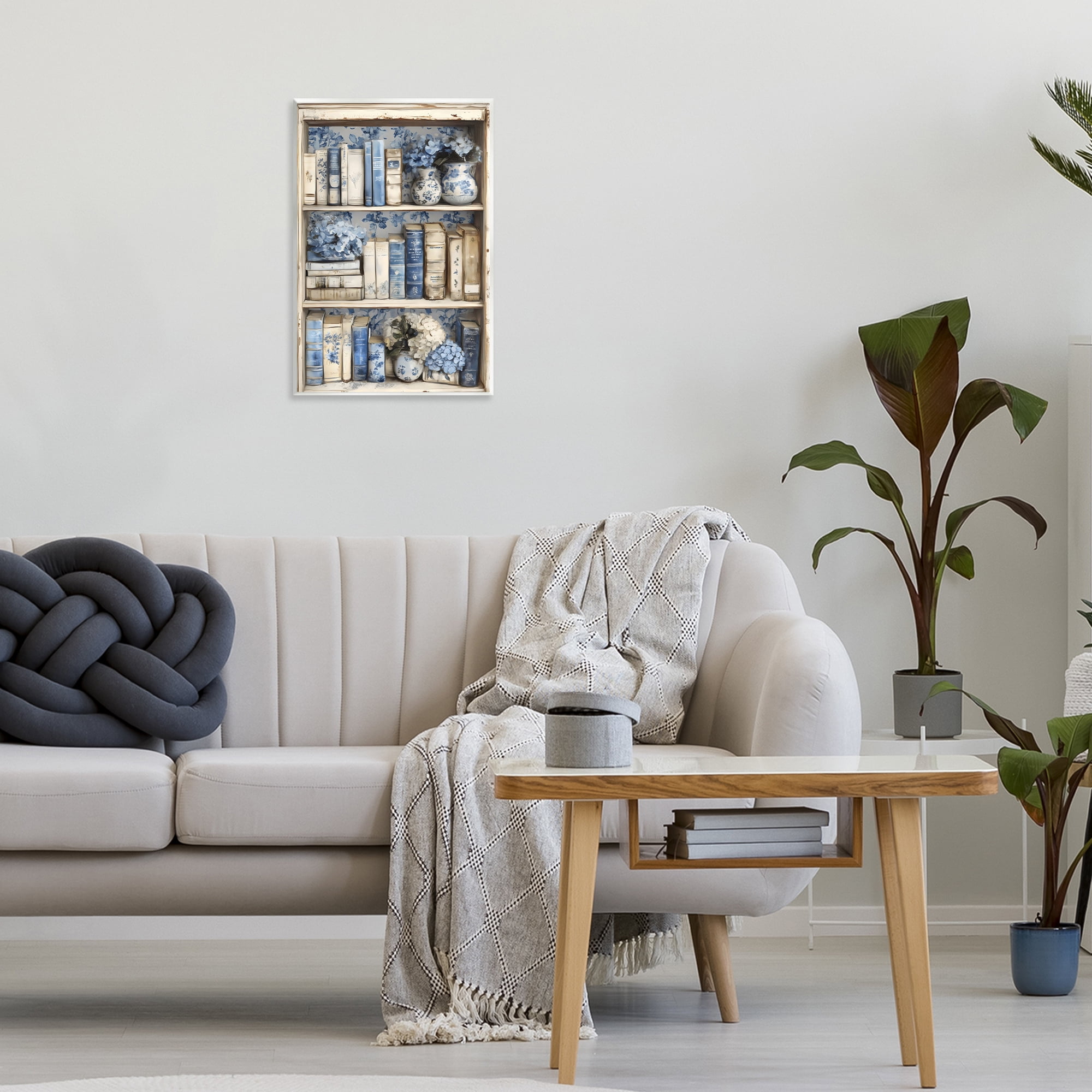 Stupell Industries Blue & Beige Bookcase Wall Plaque Art, design by LSR Design Studio