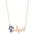 thumbnail image 2 of AFFY Round Cut Simulated Birthstone Paw & Heartbeat Pendant Necklace In 14K Rose Gold Over Sterling Silver By, 2 of 7