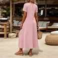 thumbnail image 5 of Bxsruta Womens Casual Maxi Dress Short Sleeve Scoop Neck Loose Flowy T-Shirt Dresses with Pockets, 5 of 7