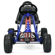 Topbuy 4-Wheel Kids Pedal Powered Ride on Go Kart with Adjustable Seat & Handbrake Blue