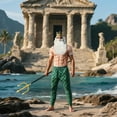thumbnail image 6 of 5 Pcs Adult men Halloween Poseidon Costumes Cosplay God of The Sea Mermaid Pants Muscle Shirt Trident Scepter Wig Beard and King Crown, 6 of 6
