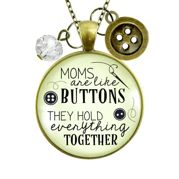 Moms Like Buttons Necklace Gutsy Goodness Female Adult Bronze Metal Jewelry