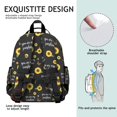 thumbnail image 5 of Sunflower and Butterfly Black Pattern Cute School Backpack Bag for School with Padded Back and Adjustable Shoulder Straps 15.25"x11.5"x5.25", 5 of 5