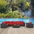 thumbnail image 2 of Modway Sojourn Aluminum Fabric and Rattan Patio Corner Sofa Chair in Canvas/Red, 2 of 4