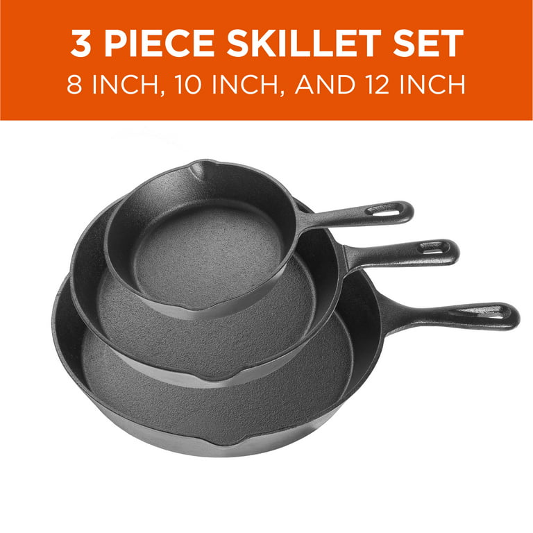  Commercial CHEF Pre-Seasoned Cast Iron Skillet with