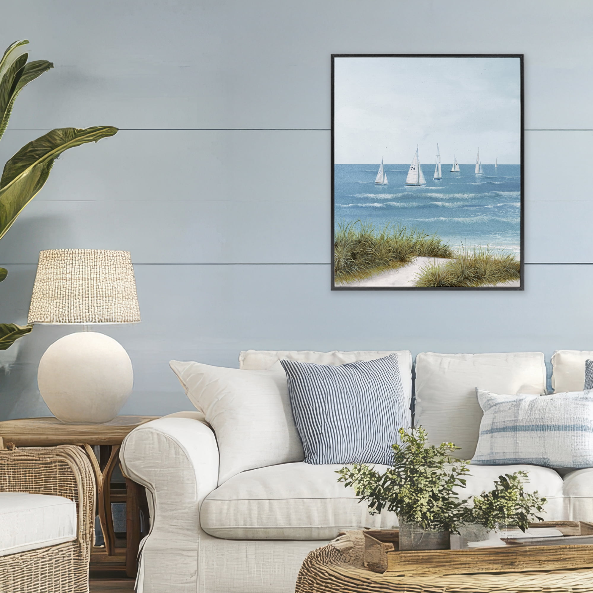 Stupell Industries Sail Away Beach Seascape Black Framed Giclee Art, design by Lorenzo Collective