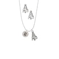 thumbnail image 2 of Delight Jewelry Silvertone Disc 1/2'' Number - 8 - Silver tone Zig Zag Christmas Tree Charm Necklace and Stud Earrings, 2 of 4