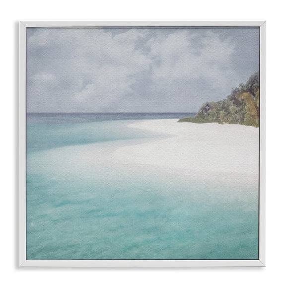 Stupell Industries Tropical Lagoon Shore Watercolor White Framed Giclee Art, 24 x 24, by LSR Design Studio