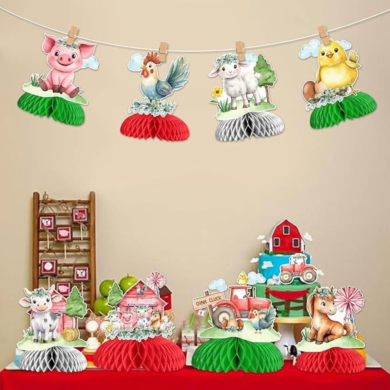 Farm Animal Party Decoration, 8pcs Farm Animal Honeycomb Centerpiece Chicken Cow Sheep Table Decoration Farm Theme Party Supplies for Farm Barn Animal Birthday Baby Shower Party Decoration