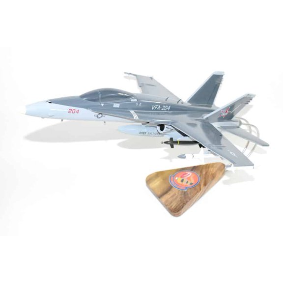 VFA-204 River Rattlers 2020 F/A-18C Model, Navy, 1/37th (18") Scale, Mahogany