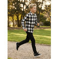 thumbnail image 5 of PureChapter Boys Button Down Shirt Plaid Long Sleeve Shirt with Letter Embroidery, Casual Boys Shirts for 7-15 Years, 5 of 8