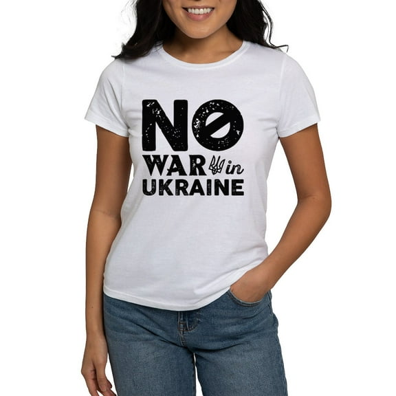 CafePress - No War In Ukraine Women's T Shirt - Women's Classic T-Shirt