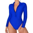 thumbnail image 1 of Womens One Piece Swimsuit, Long Sleeve Rash Guard with Zipper, UPF 50 Plus Sun Protection Bathing Suit for Surfing, Diving, Beach Vacation Water Sports, 1 of 8