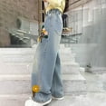 thumbnail image 6 of Zanarzt Kids Girls Baggy Jeans Cargo Girls Wide Leg Jeans Baggy Bow High Waist Denim Pants Cute Trendy Tween Streetwear Back To School Clothes Navy,7-8 Years, 6 of 9