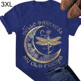 thumbnail image 4 of T-shirt Femme Imprimé Manches Courtes Haut Rond Fille T-shirt Femme Col Court Été Blouse Décontractée, Bleu, 3TG, 4 of 5