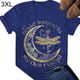 thumbnail image 1 of Camiseta de mujer con estampado de manga corta, cuello redondo, blusa informal de verano, azul, 3XL seitruly  AP002571-13, 1 of 5