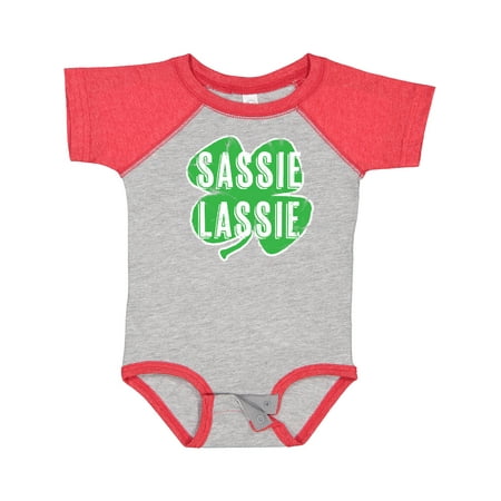 

Inktastic St. Patrick s Day Shamrock Logo Weathered Sassie Lassie Gift Baby Boy or Baby Girl Bodysuit