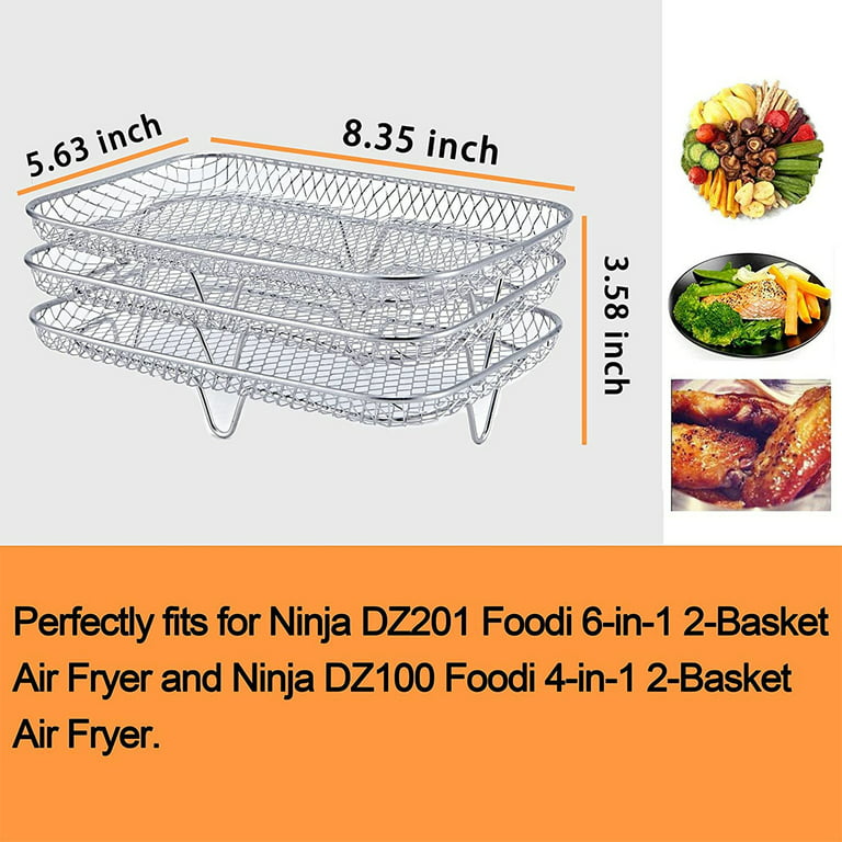 Round Air Fryer Basket Stainless Steel Air Fryer Accessories Air Fryer  Racks Three Layer Stackable Dehydrator Racks Fit for 4.2Qt, 5.3Qt, 5.5Qt,  5.8Qt, 6.8Qt Air Fryer 