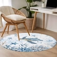 thumbnail image 5 of Marine Life Round Living Room Rugs 4 ft, Blue Ocean Turtle Coral Starfish Seashell Coastal Washable Area Rug with Non-Slip Sturdy Edge Binding Round Carpet for Entryway Kitchen Bedroom Bathroom, 5 of 9