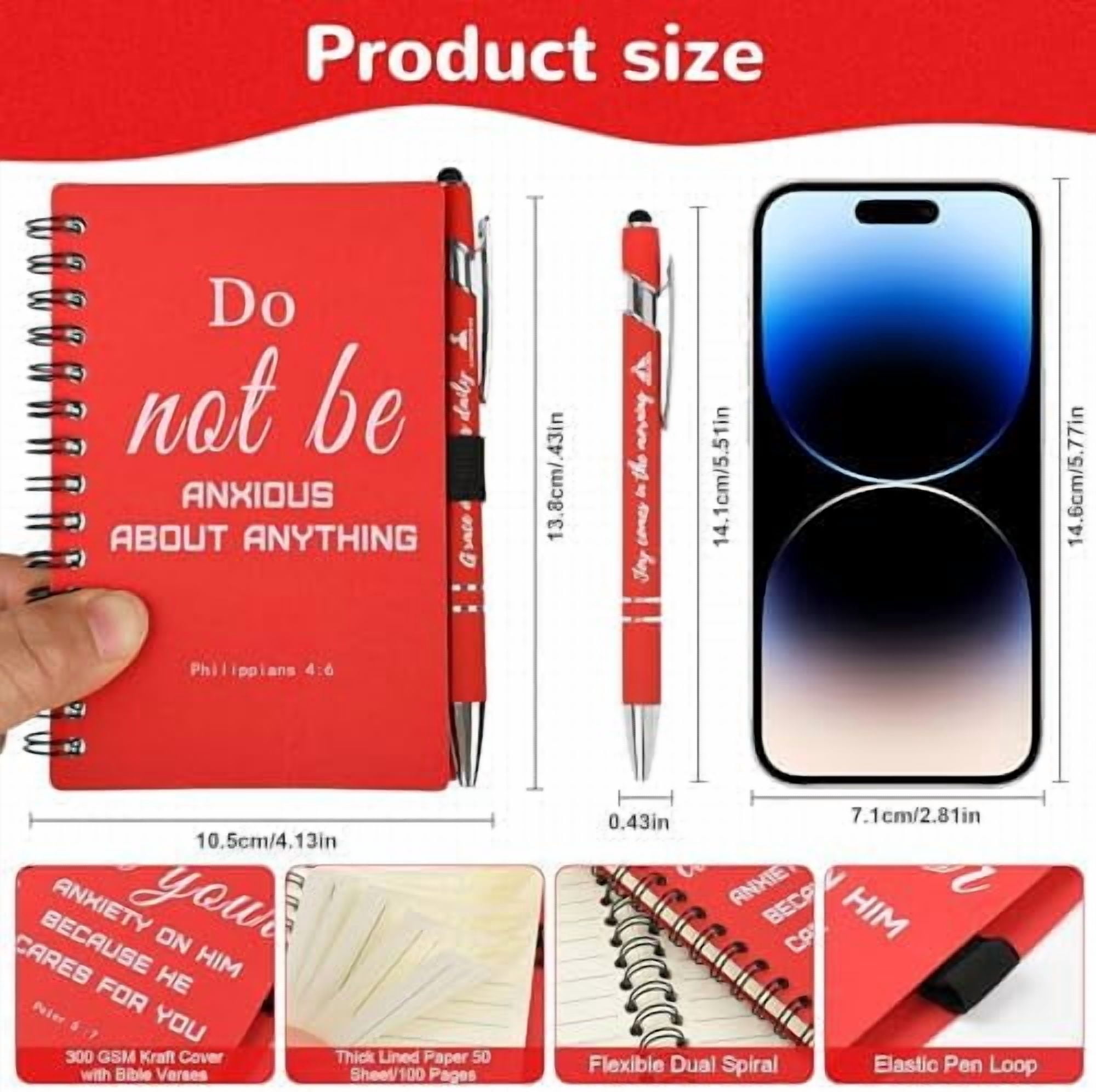 Hasako Christian Prayer Journal Spiral Red Notebooks Bulk with Pens- Small Lined Notepads (4.13”x5.43”) - Mothers Day Gifts for women, Church Members & Bible Study Groups (30 Sets Red)