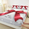 thumbnail image 3 of jejeloiu Happy New Year Bed Sheets,Red Bow Bowtie King Sheets,Rmerry Christmas Sheet Set For Men Women,Ultra Soft Home Decor,4pcs, 3 of 7