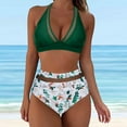 thumbnail image 5 of Fvwitlyh Bikini Sets For Women Women High Waisted Bikini Push Up Two Piece Swimsuits Vintage Swimsuit Two Piece Retro Ruched High Waist Print Bikini Set, 5 of 5