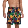 thumbnail image 2 of Pofeuu Colored Guitars Print Men's Soft Woven Elastic Waistband Sleep Pajama Short-3X-Large, 2 of 6