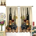 thumbnail image 3 of Red Wine Kitchen Curtains Bottles Glasses Grapes Retro Abstract Bedroom Living Room Blackout Rod Pocket Decoration Window Drapes 2 Panels W21xL63in, 3 of 6