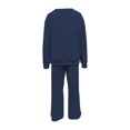 thumbnail image 6 of YHCY Womens 2 Piece Ribbed Knit Outfit Long Sleeve Crew Neck Tunic Sweatshirt Basic Straight Wide Leg Sweatpant Lounge Trendy Suits Oversized Dressy Sets Travel Vacation Sweatsuit Navy M, 6 of 7