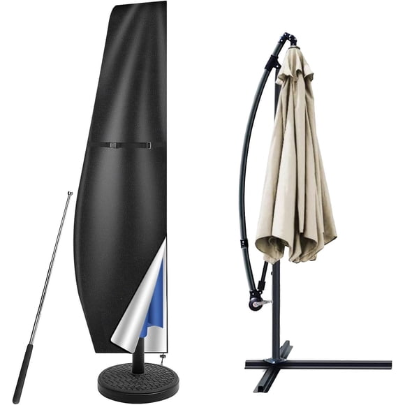 Parasol protective cover with rod, cover for parasol 2m to 3m Large parasol protective cover, UV protection, weatherproof, windproof and snowproof, 26