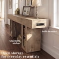 thumbnail image 3 of OMCHOM Console Table 63 Inch Farmhouse Wood Entryway Sofa Table, Built-in USB Charging Station, Narrow Behind Couch Style with Storage Shelves for Hallway Foyer Living Room Decor(Beige), 3 of 6