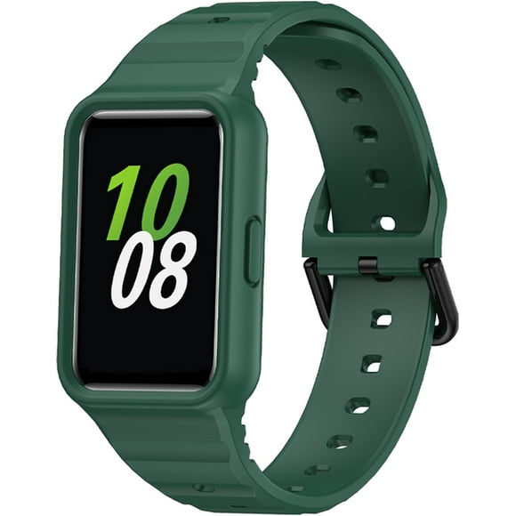 MYKOMI Compatible with Samsung Galaxy FIT3 Rugged Bumper Case with Band, Sport Silicone Protective Case for Samsung Galaxy FIT 3 Smart Watch for Women Men