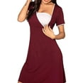 thumbnail image 3 of LilyLLL Womens Maternity Solid Lace V-Neck Nursing Wrap Dress, 3 of 3