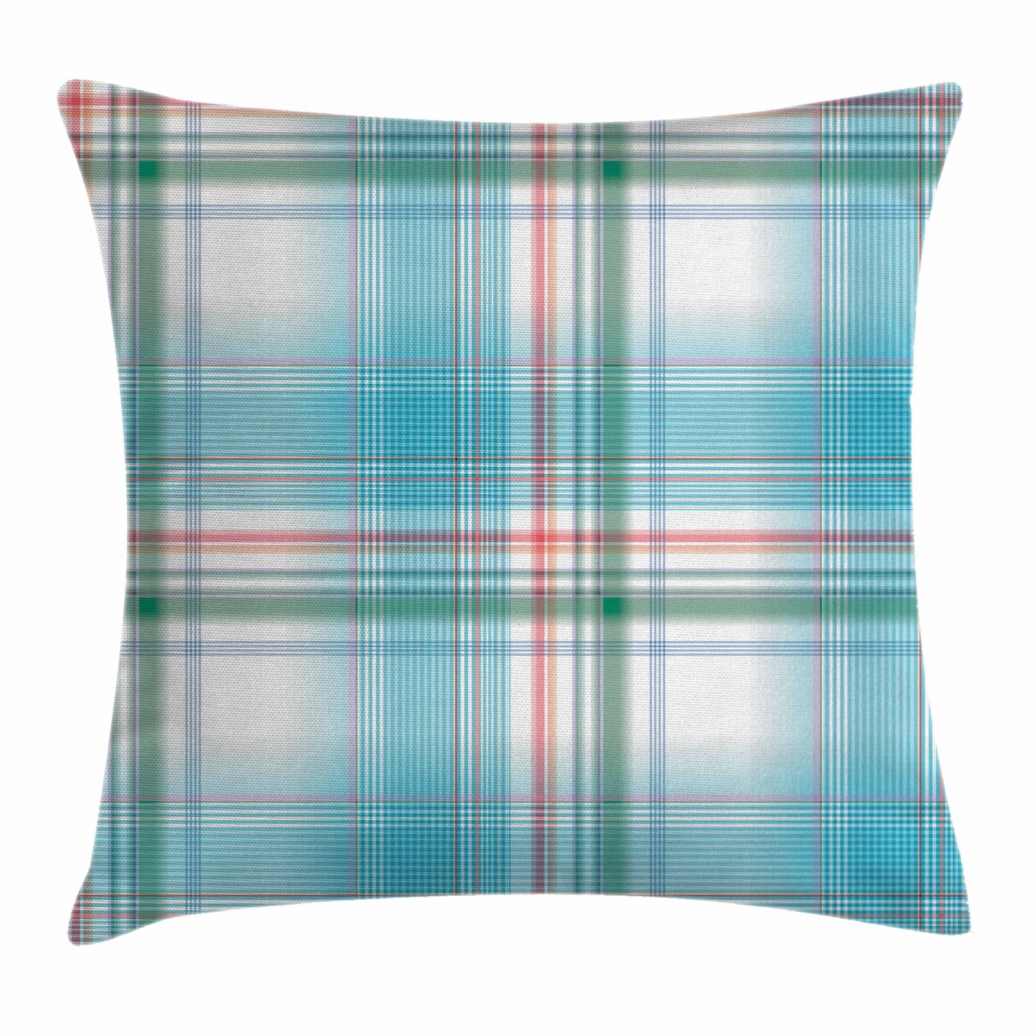 Checkered Throw Pillow Cushion Cover, Pastel White Blue Checkered