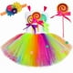 thumbnail image 2 of Disfraz de piruleta de caramelo de arcoíris para niñas, vestido de princesa con tutú para fiesta de cumpleaños, vestido de gala para carnaval, Navidad y Halloween, 2 of 5
