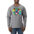 thumbnail image 1 of Cute Happy Smiling Dog Rainbow Pitbull Dog Lover Mens Long Sleeve Shirt, Heather Grey, X-Large, 1 of 3