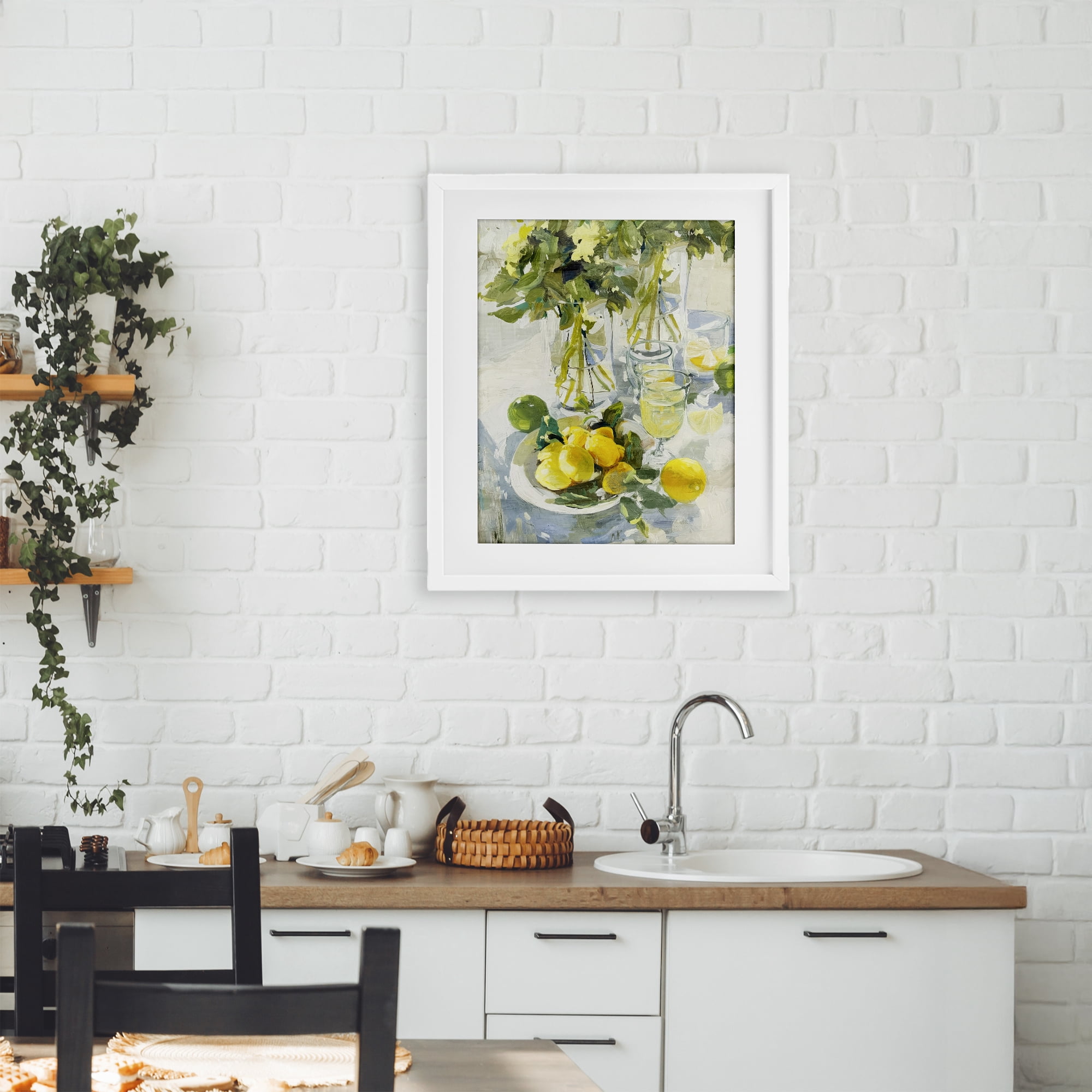 Stupell Industries Fresh Kitchen Lemons Spread White Framed Print Under Glass, design by Annabelle Hall