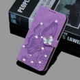 thumbnail image 3 of Allytech Glitter Case for Apple iPhone 15 6.1", Bling Butterfly Embossed PU Leather Slim Fit Shockproof Lightweight Cards Slots Kickstand Folio Flip Cover Wallet Case for Apple iPhone 15 - Purple, 3 of 4